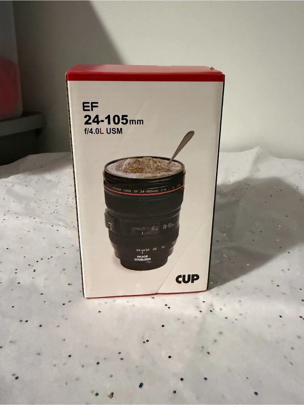 Canon-Style Black Camera Lens Coffee Cup - 24-105mm Design